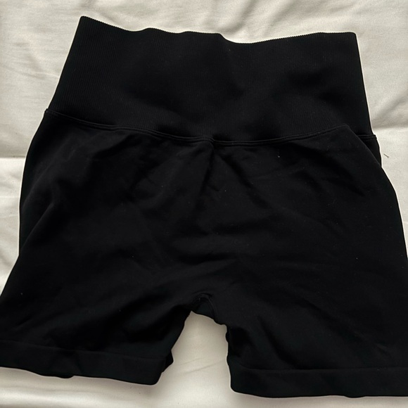 Pants - Black biker shorts with scrunch in the back